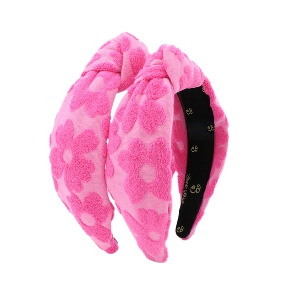 131. The Hot Pink Flower Terry Headband High Knot - Picture 4 of 4